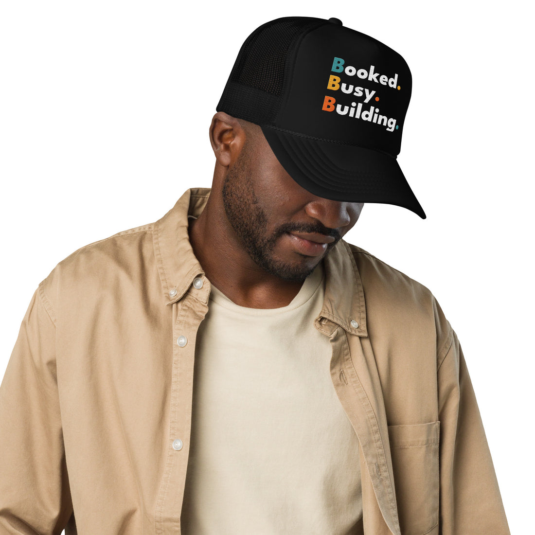 Luxe "Booked. Busy. Building." Trucker Hat